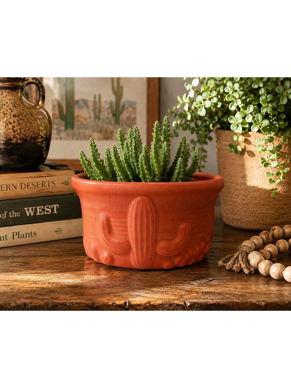Vintage Haeger USA #339 Cactus Planter Terracotta MCM Southwestern Pottery